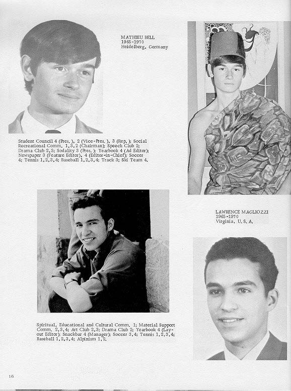 TOC  for  Villa Saint Jean International School  1970 Yearbook Le Chamois Seniors p16